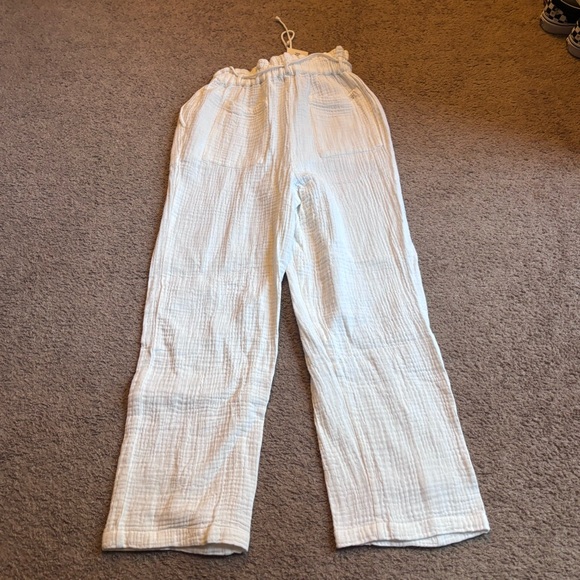 Billabong white 100% cotton pants size Small paper bag beach Wander On - Picture 2 of 8
